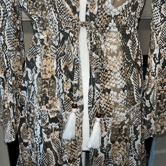 Blue Island Beach Snake Skin Print Cover-Up Size S - Picture 3 of 11